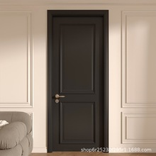 法式实木复合黑色烤漆门卧室门室内套装门包安装室内门复古风静音