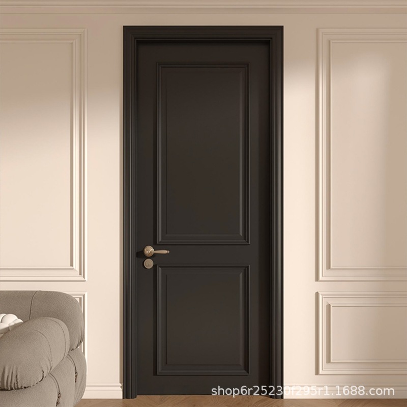 法式实木复合黑色烤漆门卧室门室内套装门包安装室内门复古风静音