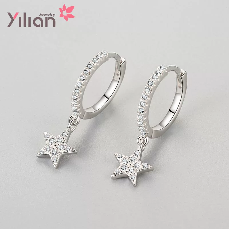 Earrings, brand zirconium, silver 925 sample, internet celebrity, micro incrustation