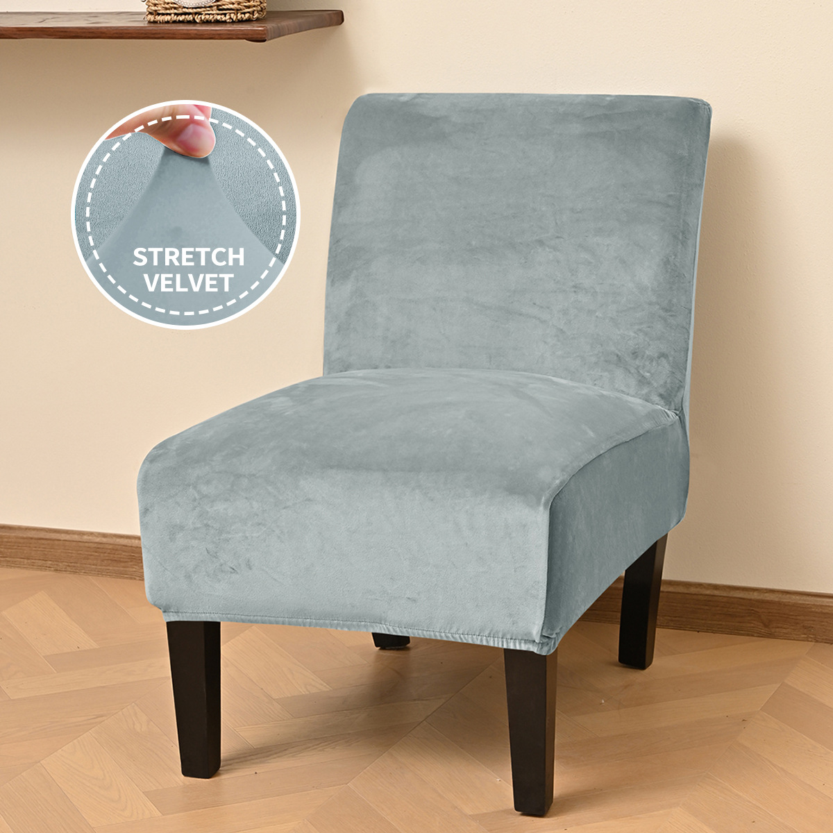 Nuevo estilo transfronterizo, funda de taburete de terciopelo plateado elástico, a prueba de polvo, funda de taburete de terciopelo europeo y americano, funda de silla TEMU