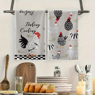 Cross-Border Hot Selling Kitchen Towel 45* 70cm Microfiber Printed Tea Towel Heat Transfer Dish Towel