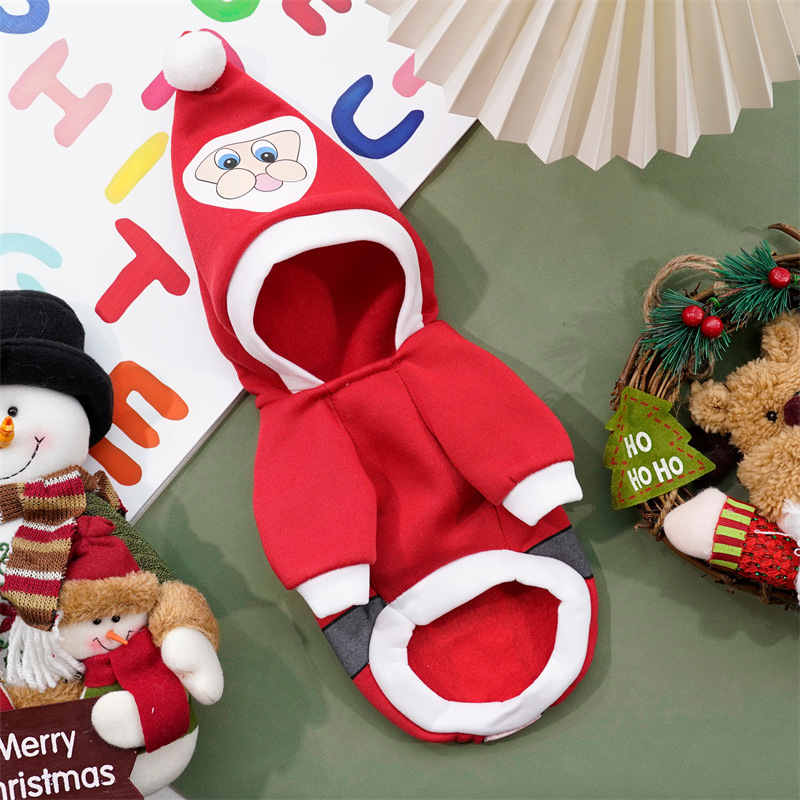 Ropa navideña para mascotas, perros pequeños y grandes, ropa navideña para mascotas, osito de peluche, ropa acolchada de algodón, otoño e invierno, alce viejo divertido_voghion.com