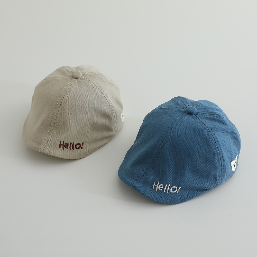 Primavera infantil anti-boina Hello letras coreana bordado sombrero hacia adelante primavera y otoño sombrero para hombres y mujeres