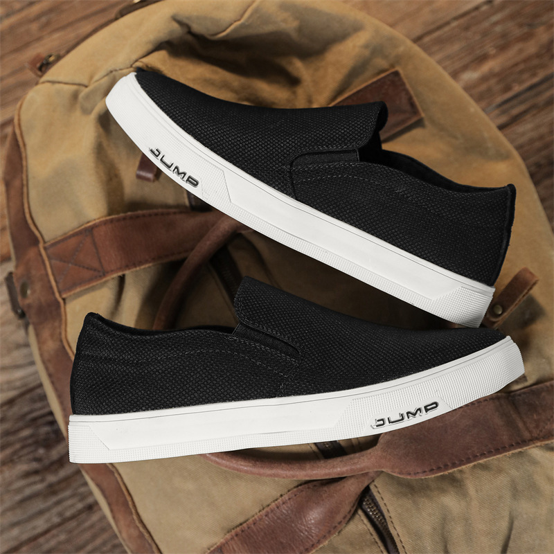 Spring Korean Style Breathable Slip-On Men's Canvas Shoes Versatile Casual Low-Top Solid Color Slip-Ons Trendy