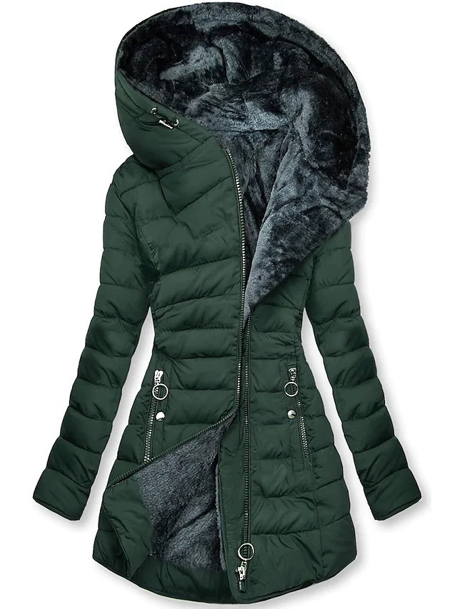 Transfronterizo 2025 Europa y América Amazon invierno collar cremallera manga larga delgada chaqueta con capuchón caliente abrigo a prueba de frío image 1