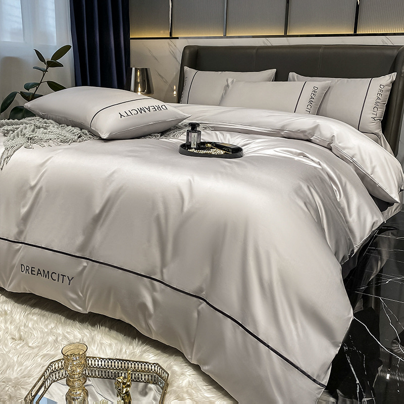 Algodón ligero de lujo conjunto de cuatro piezas de algodón largo de Xinjiang primavera y otoño sábanas de algodón cubierta de cama de alta calidad