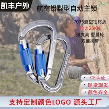航空铝梨形自动主锁登山扣铝合金d型安全登山扣户外背包快挂钩锁