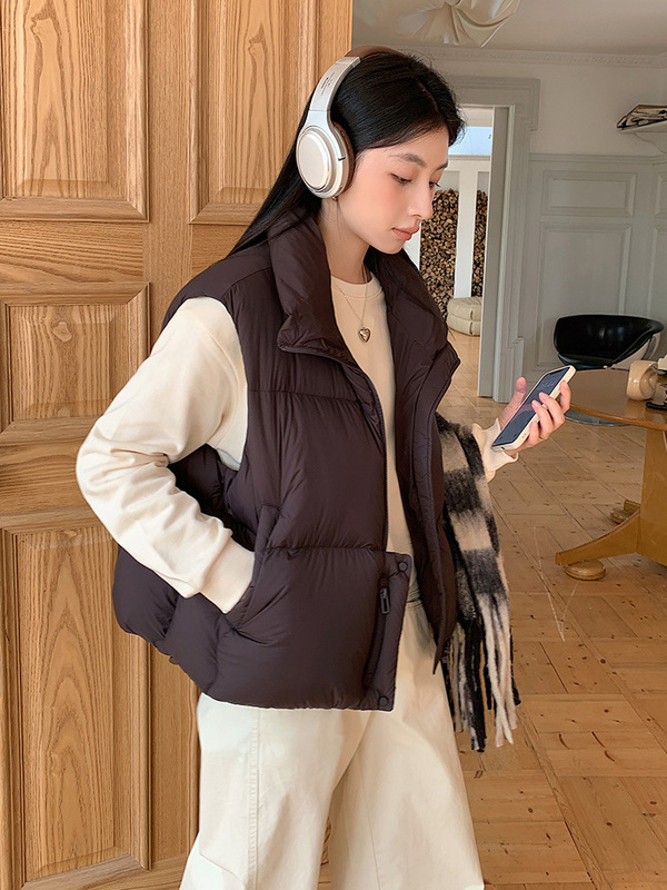 2025冬季新款韩版羽绒服马甲女短款立领加厚泡芙款保暖时尚高级感|undefined