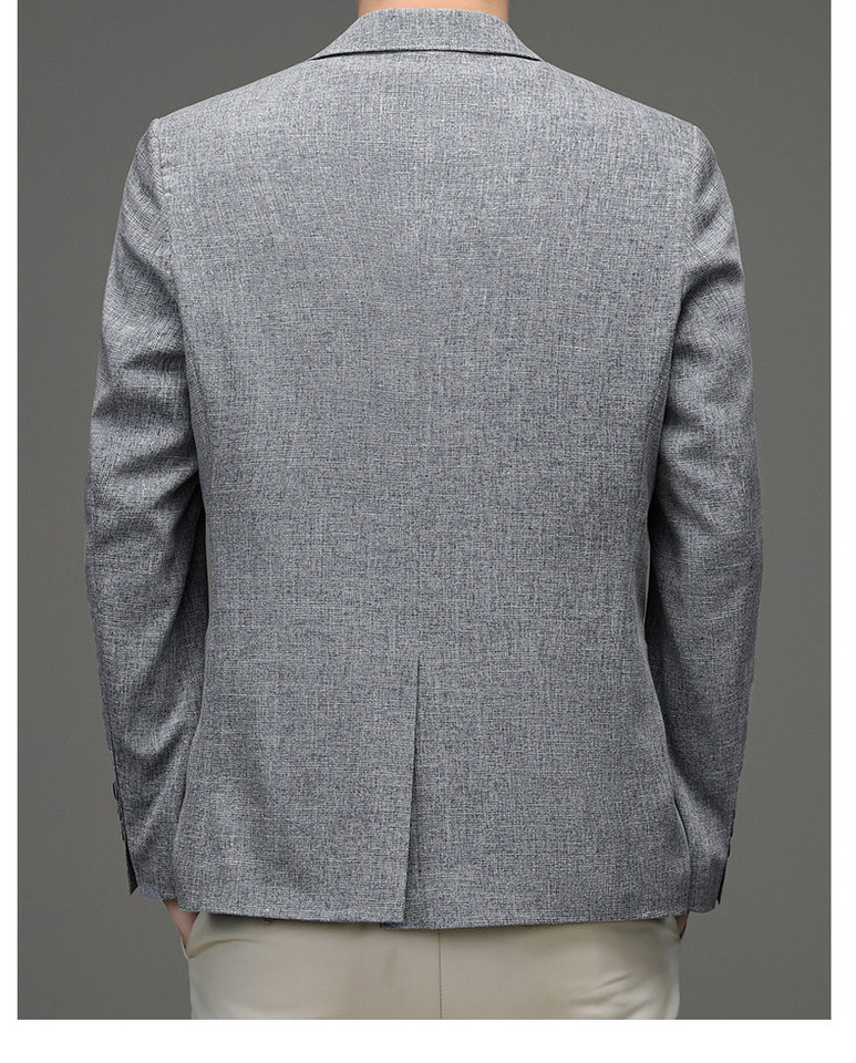 Áo vest nam vải lanh pha cotton mỏng nhẹ dáng ôm xẻ tà sau — Màu xám nhạt, Xanh xám nhạt chi tiết 13