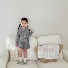 25秋冬女童毛线套装小香风毛衣套装复古千金风毛线针织半裙套装