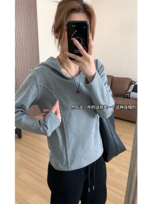 连帽卫衣打底衫女2025新款秋大码胖mm显瘦长袖t恤鱼骨正肩上衣|undefined