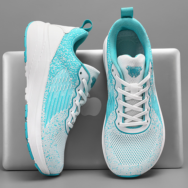 Cross-Border Summer Wide-Foot Sports Shoes for Women, Breathable Fly-Knit Mesh Shoes for Fat Feet, Wide-Toe Shoes, Cushioning Running Shoes for Men