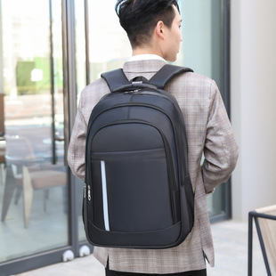 Cross-border large-capacity casual backpack men's fashion simple junior high school student schoolbag Net LOGO business backpack