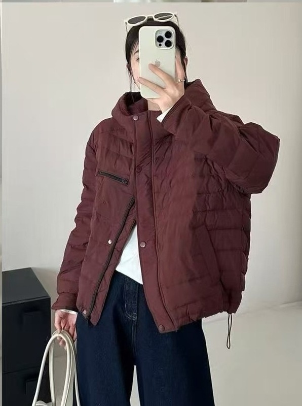 轻薄款连帽白鸭绒羽绒服女2025秋冬新款时尚简约宽松保暖外套|undefined