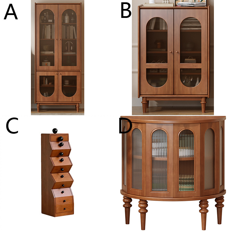 French Roman Solid Wood Entrance Cabinet Side Cabinet Retro American Sideboard Corridor Cabinet Medieval Simple Living Room Storage Cabinet