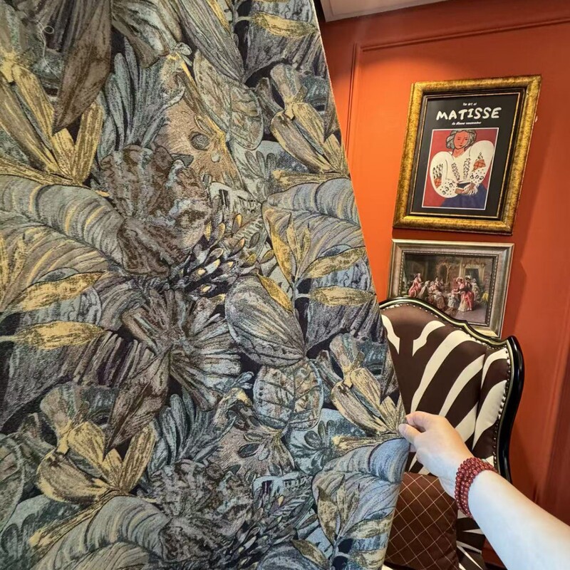 New Twilight Garden Yarn-Dyed Jacquard Cotton and Linen Curtains High-End Living Room Floral Thickened Blackout Retro Curtains Wholesale