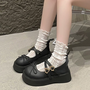 รองเท้าหน้าชาย Yang Duo Mei’er แบบ Bow Platform หนัง สไตล์อังกฤษ ฝรั่งเศส บริติช สีดำและน้ำตาล