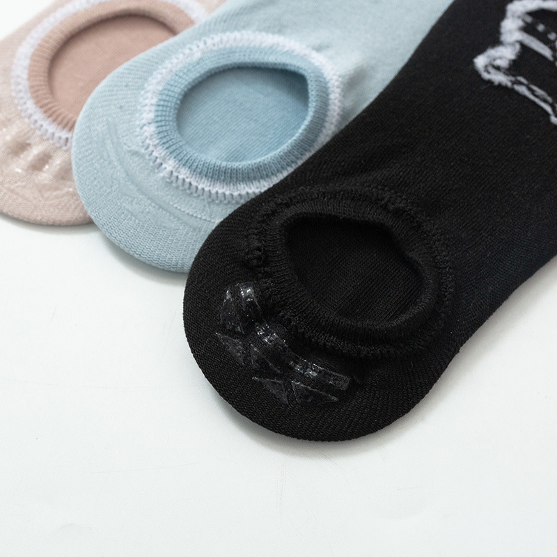 小熊船襪女夏季薄款隱形襪純色百搭防滑不掉跟夏天薄款淺口短襪子