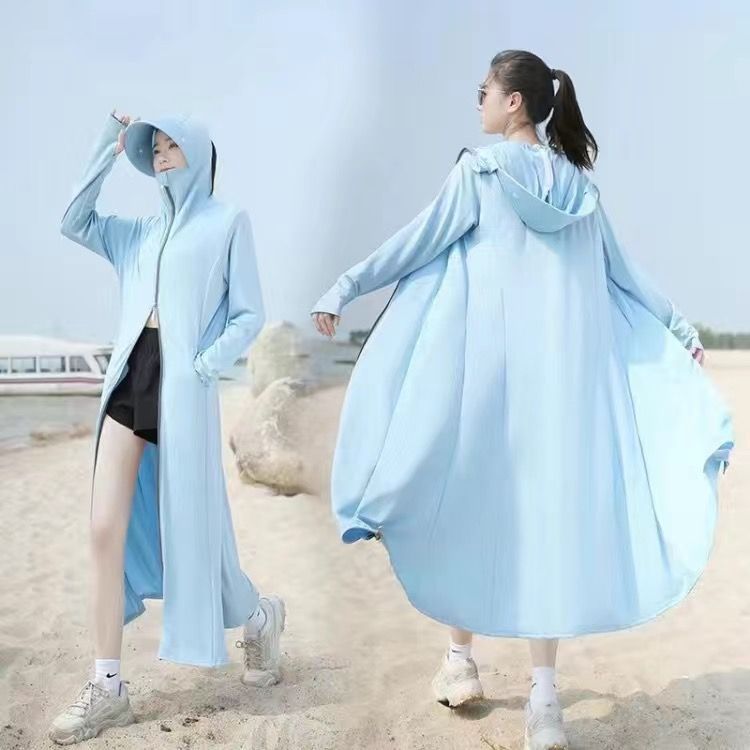 女性用日焼け止め服 2025 夏の日焼け止め服女性のアウターウェアロング抗 UV アイスシルク通気性日焼け止め軽量ジャケット|undefined