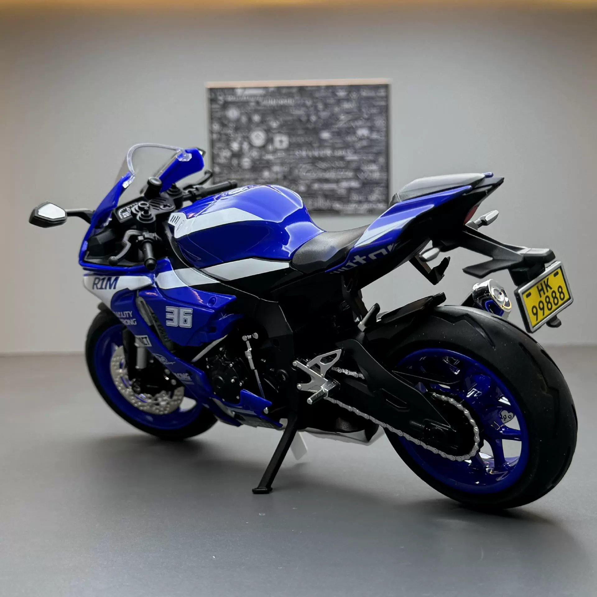 Yamaha, модель автомобиля из сплава, модель машины, мотоцикл, игрушечный автомобиль со светом и музыкой, минифигура, масштаб 1:12, звуковые эффекты