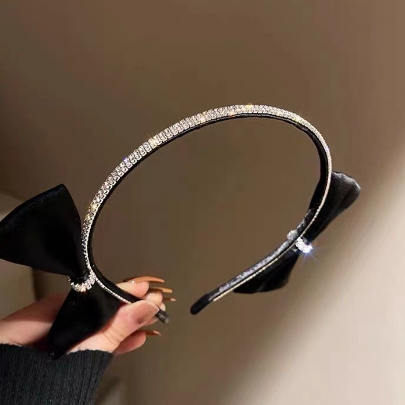 Banda para el cabello con pliegues en la parte superior del cráneo alto, horquilla de lavado de cara negra 2025 nuevo paquete de cabello a presión rojo neto, diadema de todo fósforo para mujeres