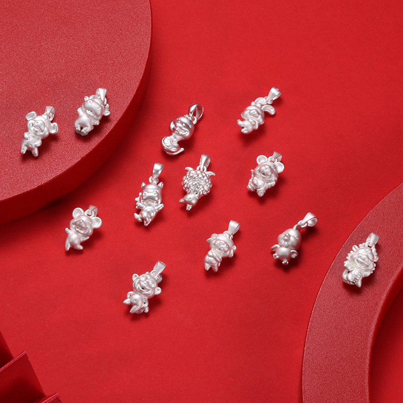 2023 Año del Gallo S999 plata esterlina Zodiaco pollo colgante collar de plata esterlina de clavícula femenina año de nacimiento joyería del Día de San Valentín