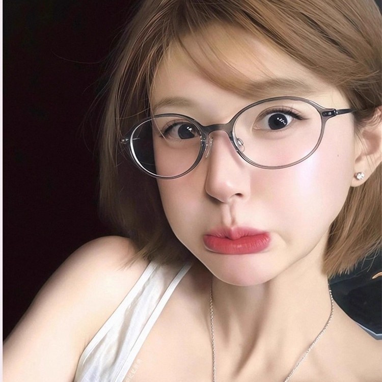 玳瑁书呆子椭圆框眼镜女复古老钱风近视可配度数超轻韩系眼睛镜框|undefined