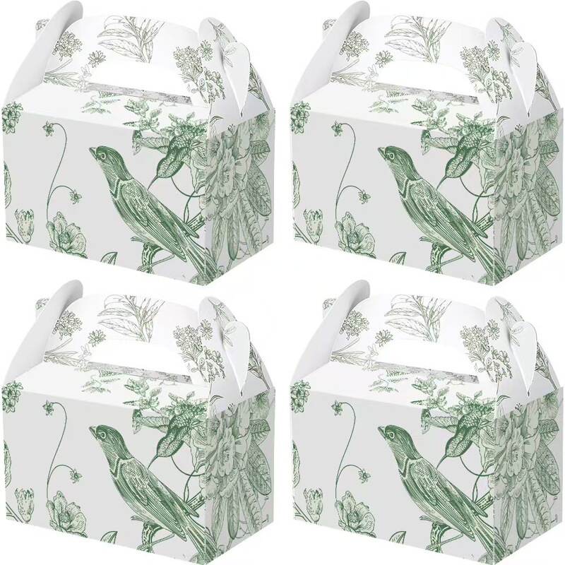 Spot Green Flower and Bird Suitcase Wedding Party Souvenir Packaging Box Candy Box Flower Pattern Gift Box