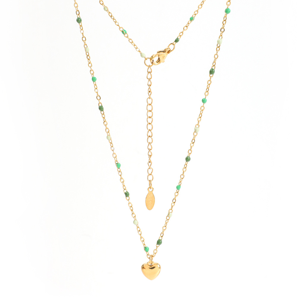 6g Weight Pendant Necklace Classification 1 Piece Quantity Daily, Street Occasion Stainless Steel, Titanium Steel Material Heart Shape Pattern Women's Gender Enamel, Plating Design Simple Style Style Simple Style Heart Shape Stainless Steel Titanium Steel Enamel Plating Pendant Necklace 7