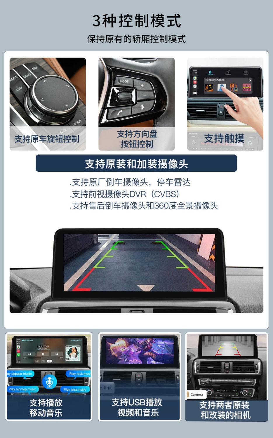 Wireless Carplay/Android Auto Navigation Screen Is Suitable for Bmw 1/2/3/4 Series Central Control Screen