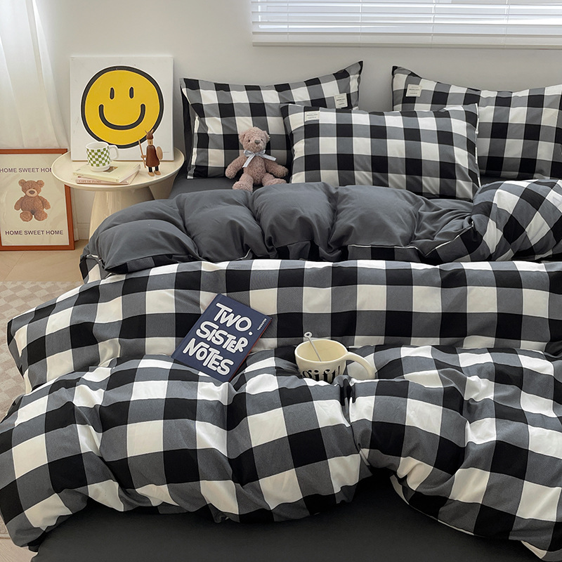 Cama de cuatro piezas A clase madre y bebé dormir desnudos ropa de cama de algodón lavado con agua cubierta cama dormitorio cama de tres piezas