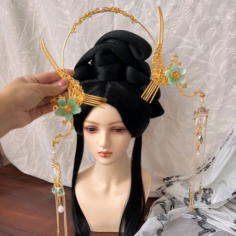 古风敦煌发冠汉服头饰流苏发饰配饰女式精致超美发冠套装头饰|undefined
