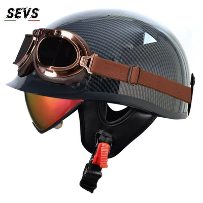 Motosiklet kaskı (dəbilqə) — scooter half helmet, electric vehicle - bright-carbon-aurora-red-mirror-copper-mirror-tea-mirror-m