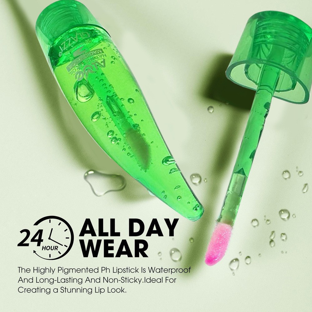New cross-border GLAZZI aloe vera lip gloss, temperature-sensitive color-changing lip tint, moisturizing and hydrating makeup wholesale.
