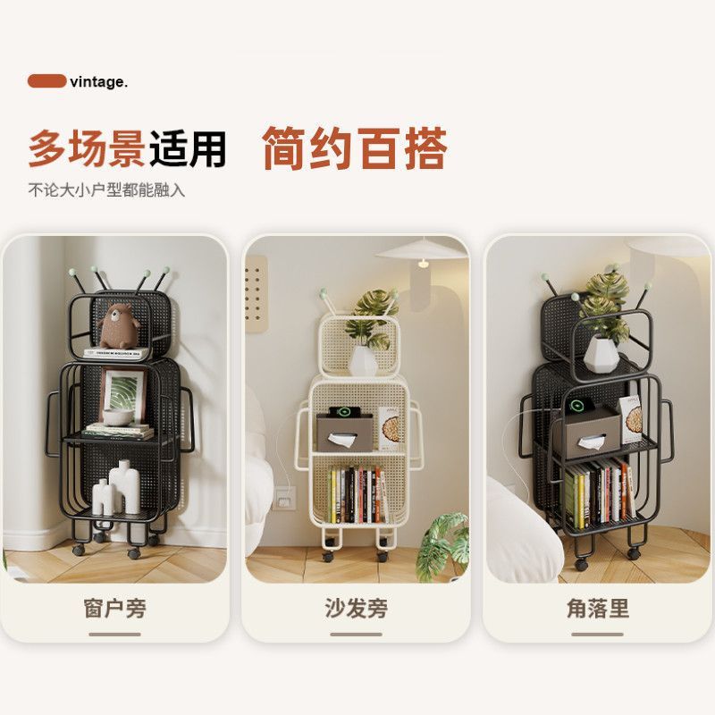 リビングルーム寝室ホームモバイル収納ラックパーソナライズされた漫画ロボット形状トロリー収納ラック|undefined