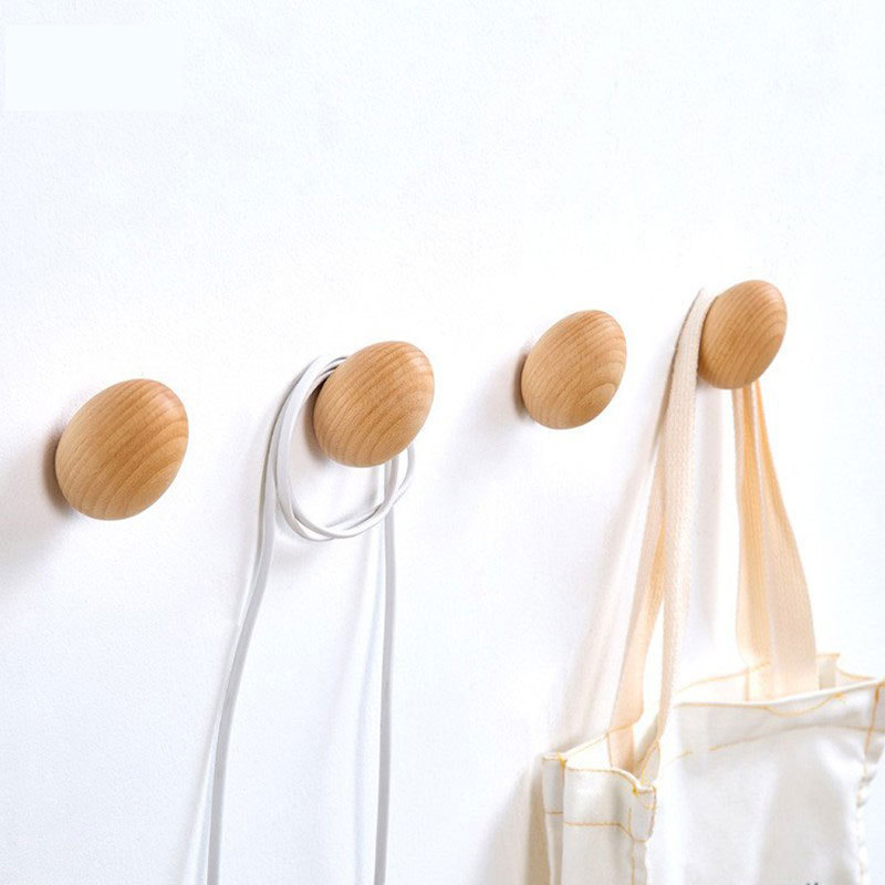 Solid Wood Hooks, Simple Art Wall, Cute Eggs, Creative Wall Hanging Coat Hooks, High-End Home Space Decoration