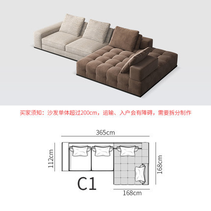 Italiano Lawrence tela sofá Internet celebridad minimalista diseñador salón grande y pequeño apartamento moderno sofá esquina combinación