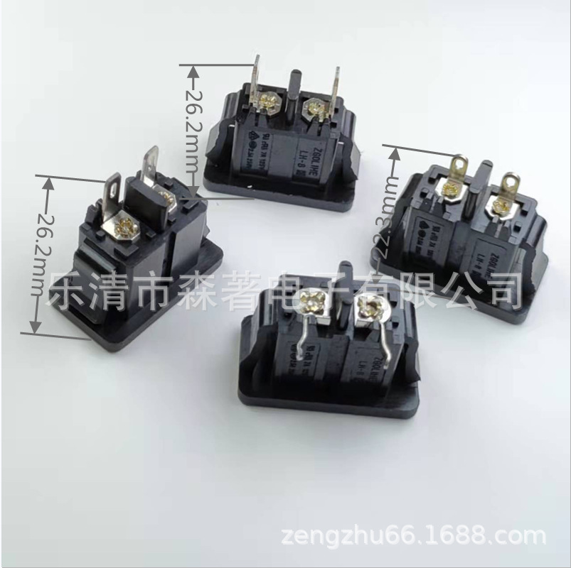 AC电源插座AC-027B带卡片小家电充用器具电源母座8字插口立插卧插