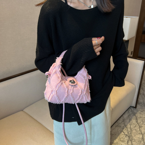 Niche Design Bags Women's Bags  Summer New Popular Versatile Crossbody Bags Fashion Diamond Canvas Handbags
