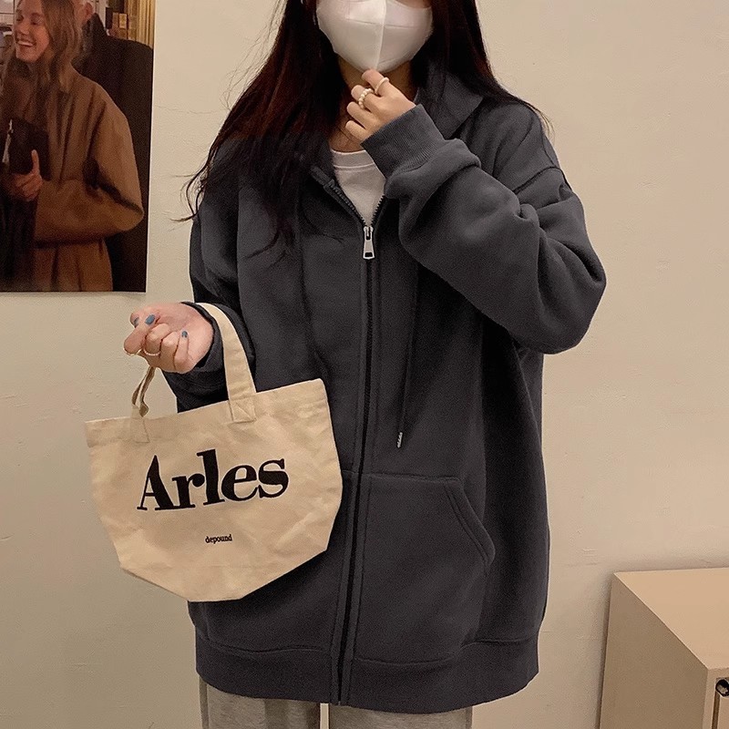 グレーのスウェットシャツジャケット女性の春と秋のカーディガン秋 2025 新しい秋と冬のベルベットのフード付きトップベルベットの厚み