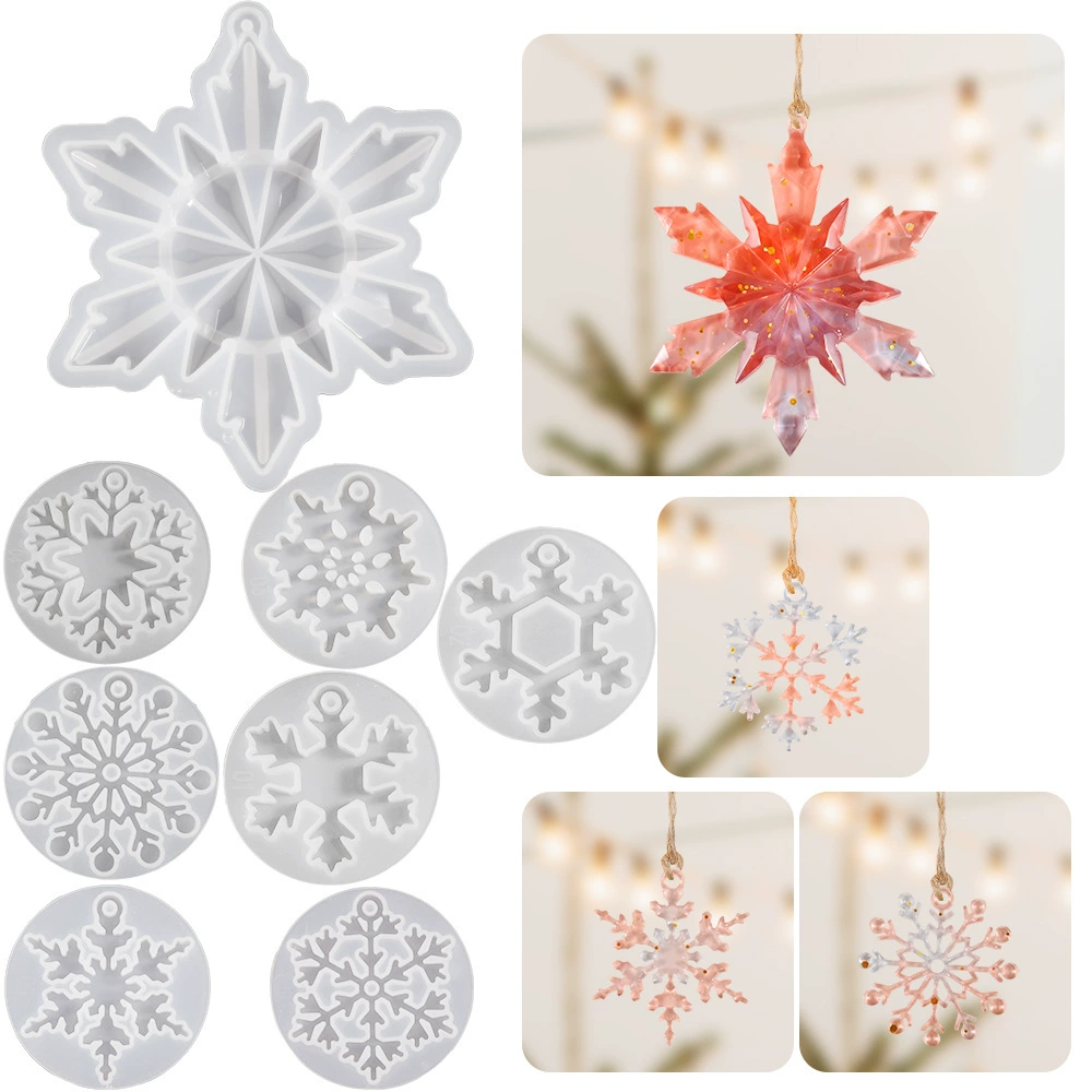 虞美人 Подвеска Diamond Christmas, силиконовая форма, ручная работа, зеркальный эффект, со снежинками