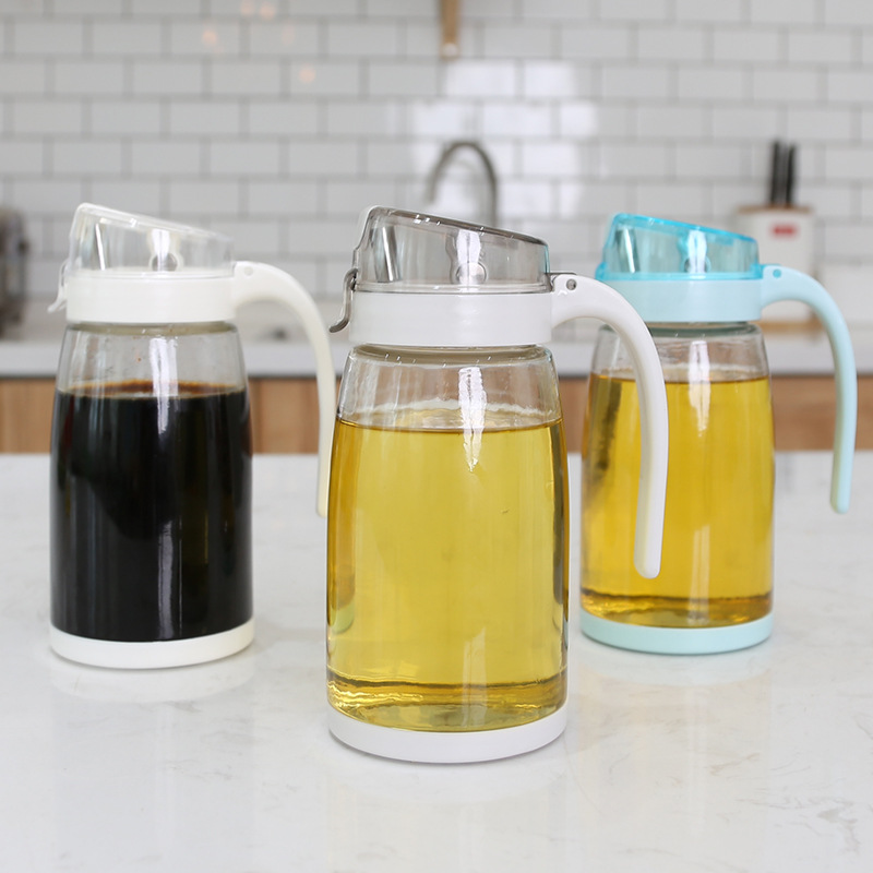 Revitalize Automatic Open and Close Glass Oil Jug with Stainless Steel Spout, Condiment Bottle, Salt Pot, Spice Bottle, Ingredient Bottle