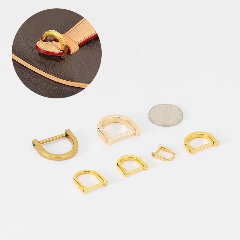 Bag buckle accessories, screw buckle, detachable ring buckle, D buckle, rivet, metal hardware, D-ring, leather bag rivet clasp