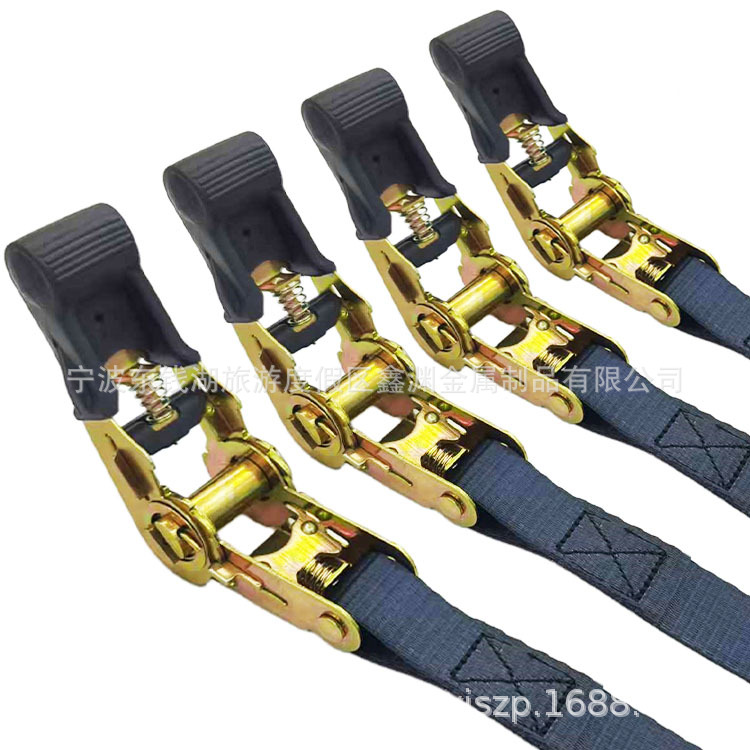 25mm800公斤黑色包胶手柄1寸304彩锌拉紧器涤纶货物捆绑带