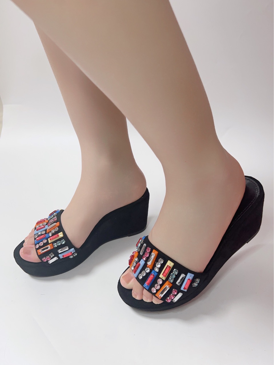 Women's Rhinestone Platform Sandals Comfortable Summer Beach Shoes_voghion.com