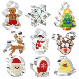 不锈钢圣诞节饼干模套装姜饼人麋鹿圣诞树雪人模具卡通烘焙切模