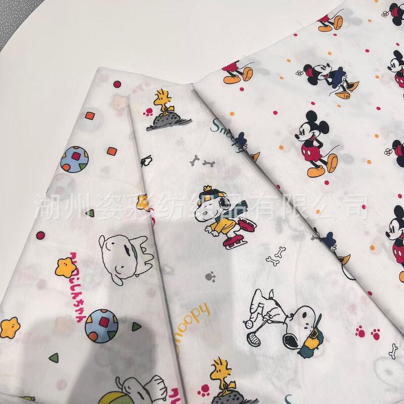 Cotton 40-Count Digital Printing Mickey Mouse Snoopy Pattern Dress Children's Clothing Women's Shirt Surface