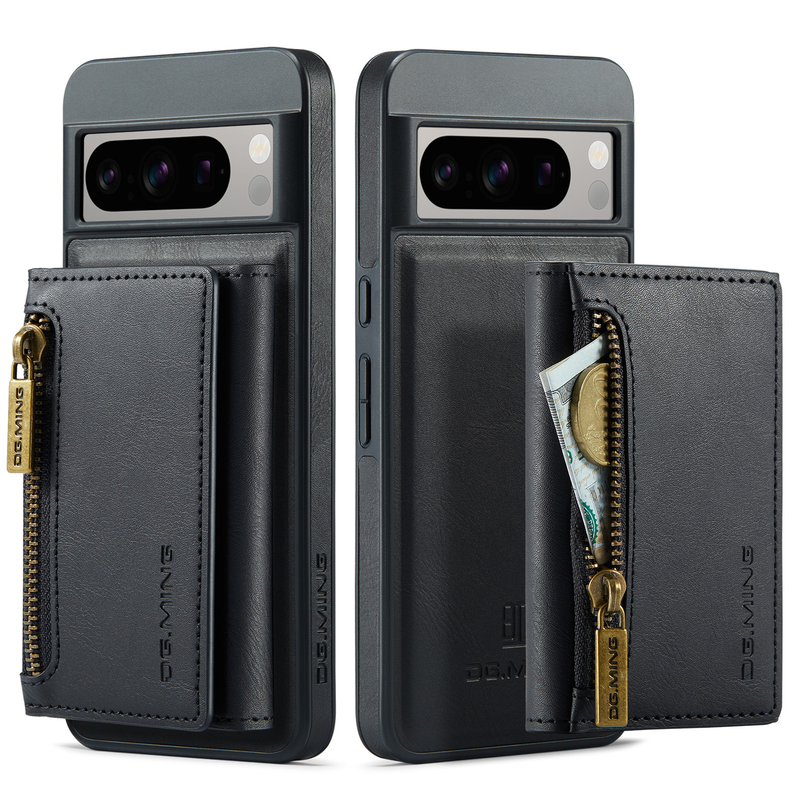 M5 per Google Pixel 8 Pro custodia per telefono con ricarica wireless magnetica Pixel 8 custodia protettiva in pelle con cerniera_voghion.com