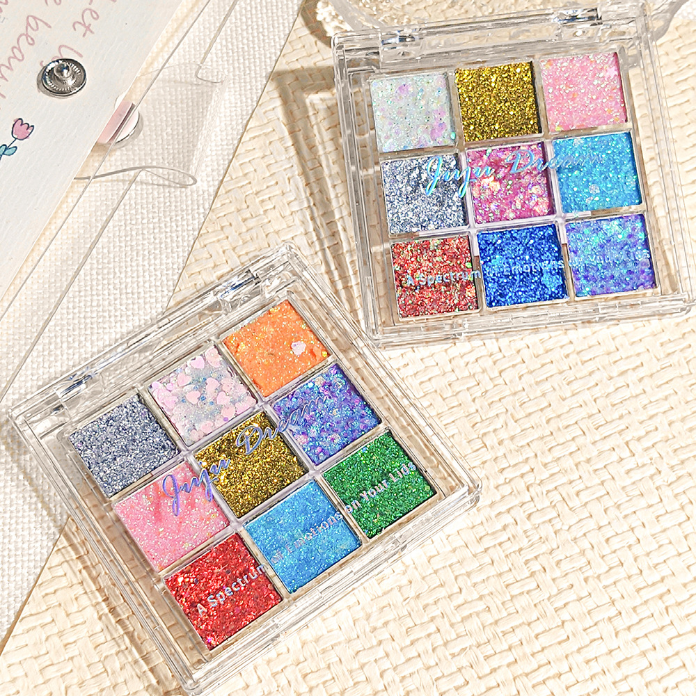 Juju Dream Symphony Nine Color Eyeshadow Palette Sequin Curry Glitter Powder Sparkling Children's Day Student Performance Stage Makeup