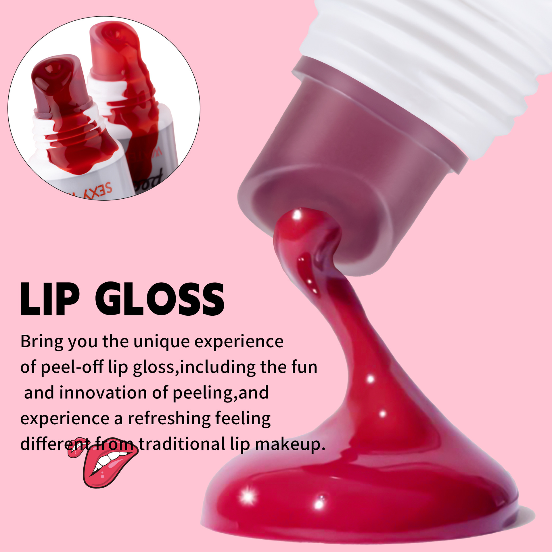 SHCOETY peel-off lipstick, Moisturizing lip mask, lip gloss, stretch, waterproof, non-fading, non-stick, Sexy lip gloss, cross-border Item Picture